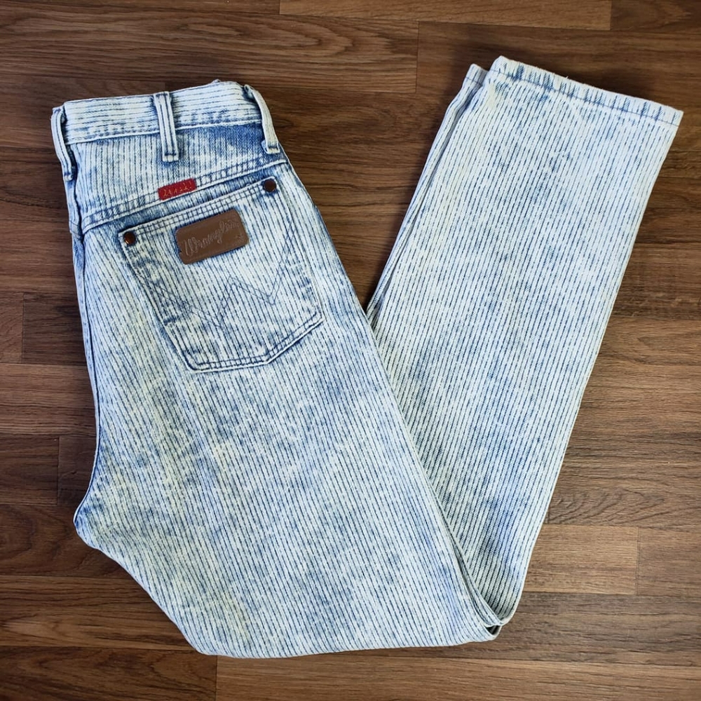 vintage 80s acid washed ribbed Wrangler jeans